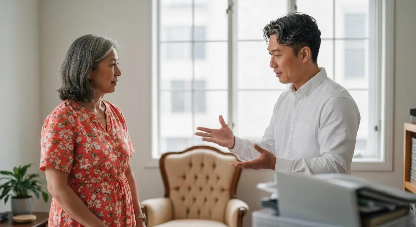 Professional organizer assisting a client in decluttering their home